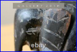 Wow! 19th Century Black India Elephant Wood Sculpture! Vtg Fine Asian Art