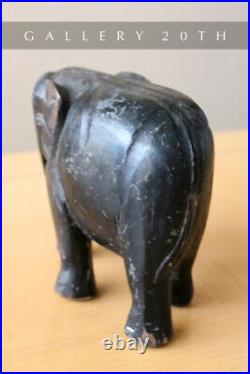 Wow! 19th Century Black India Elephant Wood Sculpture! Vtg Fine Asian Art