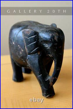 Wow! 19th Century Black India Elephant Wood Sculpture! Vtg Fine Asian Art