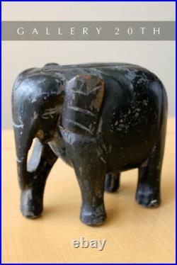 Wow! 19th Century Black India Elephant Wood Sculpture! Vtg Fine Asian Art Orig