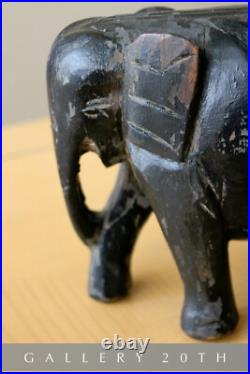 Wow! 19th Century Black India Elephant Wood Sculpture! Vtg Fine Asian Art Orig