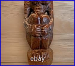 Yoruba Nigeria African Wood Sculpture of Sitting Woman 21.5 L55 Vintage