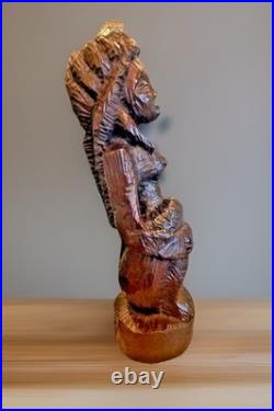 Yoruba Nigeria African Wood Sculpture of Sitting Woman 21.5 L55 Vintage