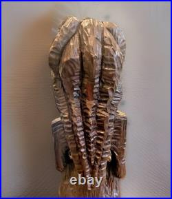 Yoruba Nigeria African Wood Sculpture of Sitting Woman 21.5 L55 Vintage