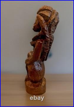 Yoruba Nigeria African Wood Sculpture of Sitting Woman 21.5 L55 Vintage
