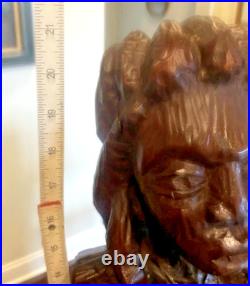Yoruba Nigeria African Wood Sculpture of Sitting Woman 21.5 L55 Vintage